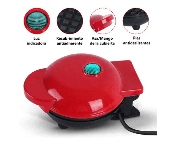 MINI WAFFLERA ELECTRICA ANTHIADERENTE PORTATIL