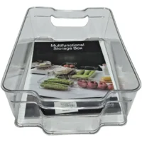 RECIPIENTE ORGANIZADOR DE PLASTICO TRANSPARENTE GRANDE PARA REFRIGERADORA