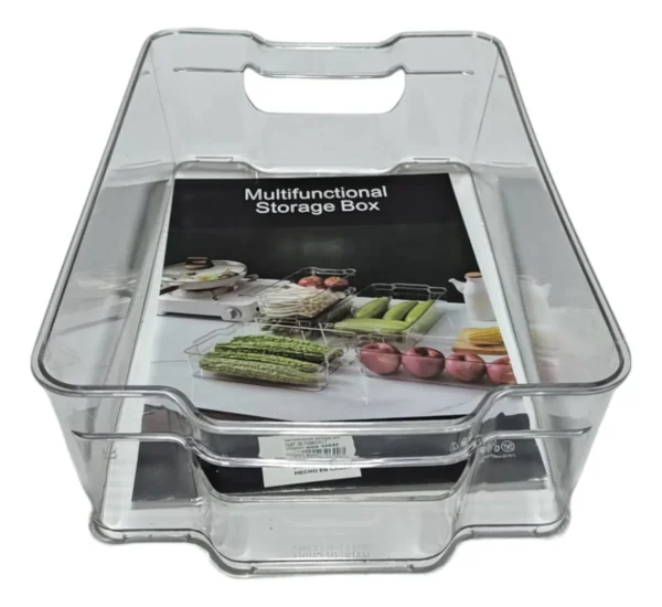 RECIPIENTE ORGANIZADOR DE PLASTICO TRANSPARENTE GRANDE PARA REFRIGERADORA